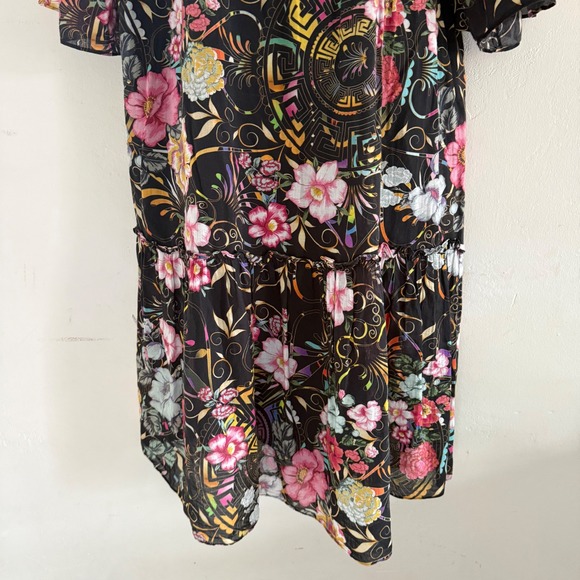 Johnny Was Naomi Peace Ruffled Tiered Floral Midi Dress Size Large Dark Romantic - Picture 10 of 12